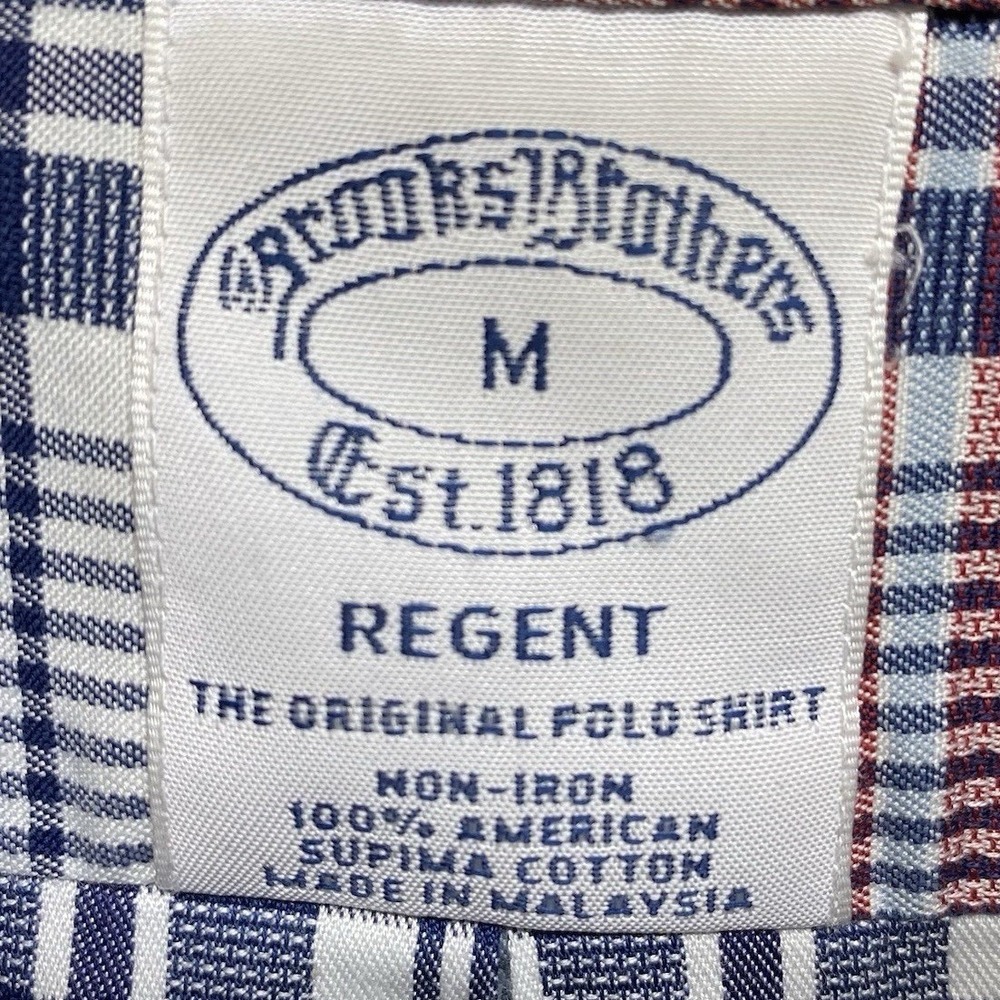Brooks Brothers Regent Button Down Shirt Mens M Red White Blue Plaid Non-Iron - Picture 4 of 10